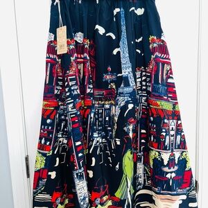 Colorful Parisian Print Skirt